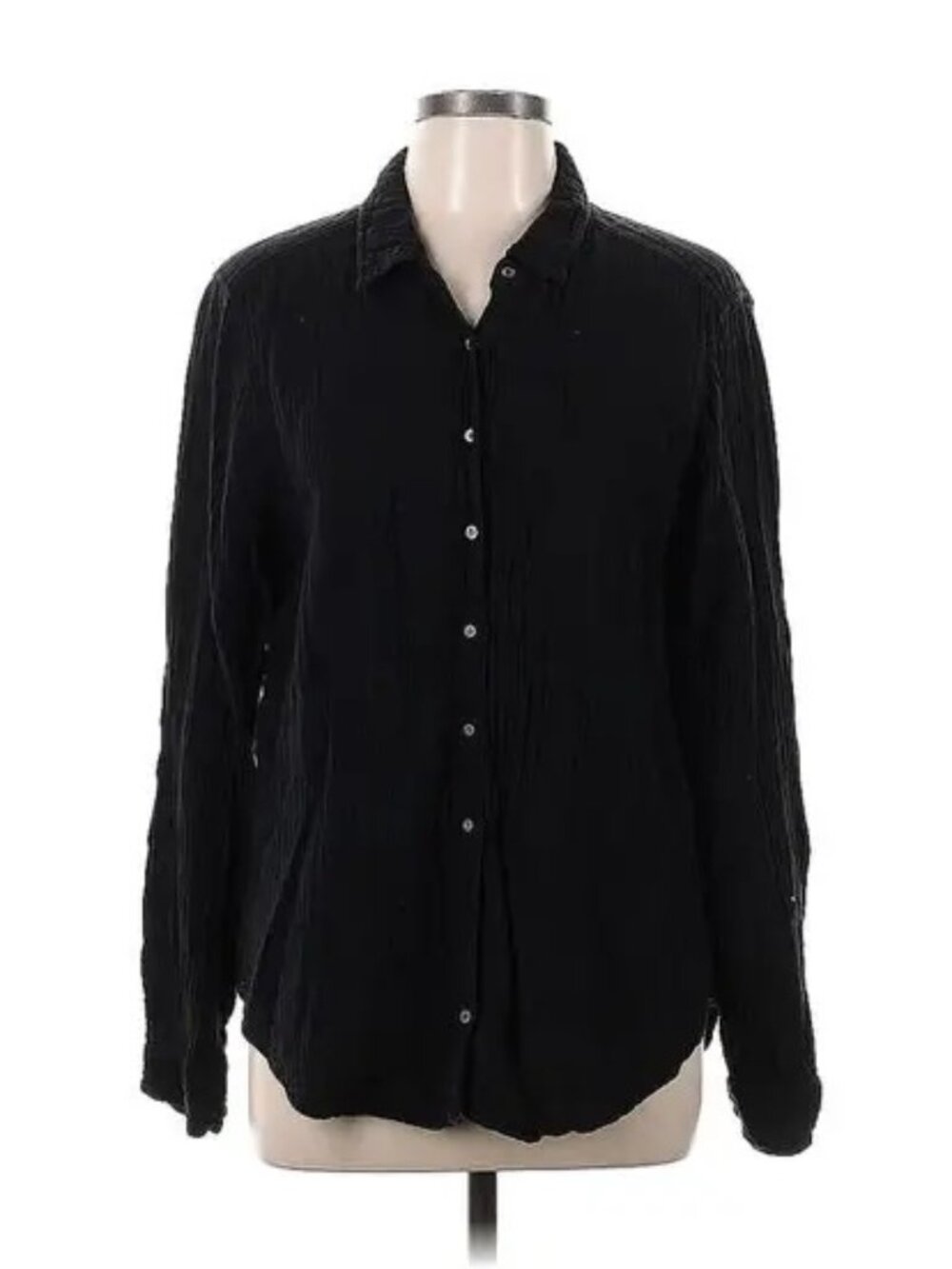 xireana Black Gauze button up long sleeve shirt (NEW)